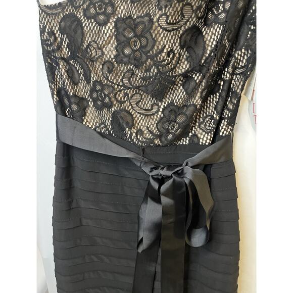 Betsy & Adam Petite One Shoulder Lace Bodice Mermaid Gown Size 6 NWTS - Picture 6 of 7